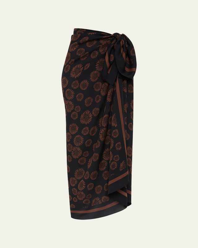 Paisley-Print Silk Sarong Coverup